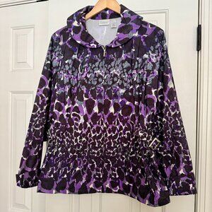ZENERGY BY CHICO'S WOMENS LEOPARD PRINT JACKET, SIZE 3 (XL OR SIZE 16), VINTAGE